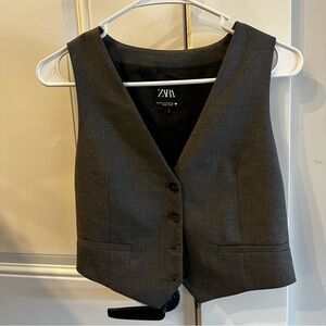 Zara Charcoal Button-Up Vest